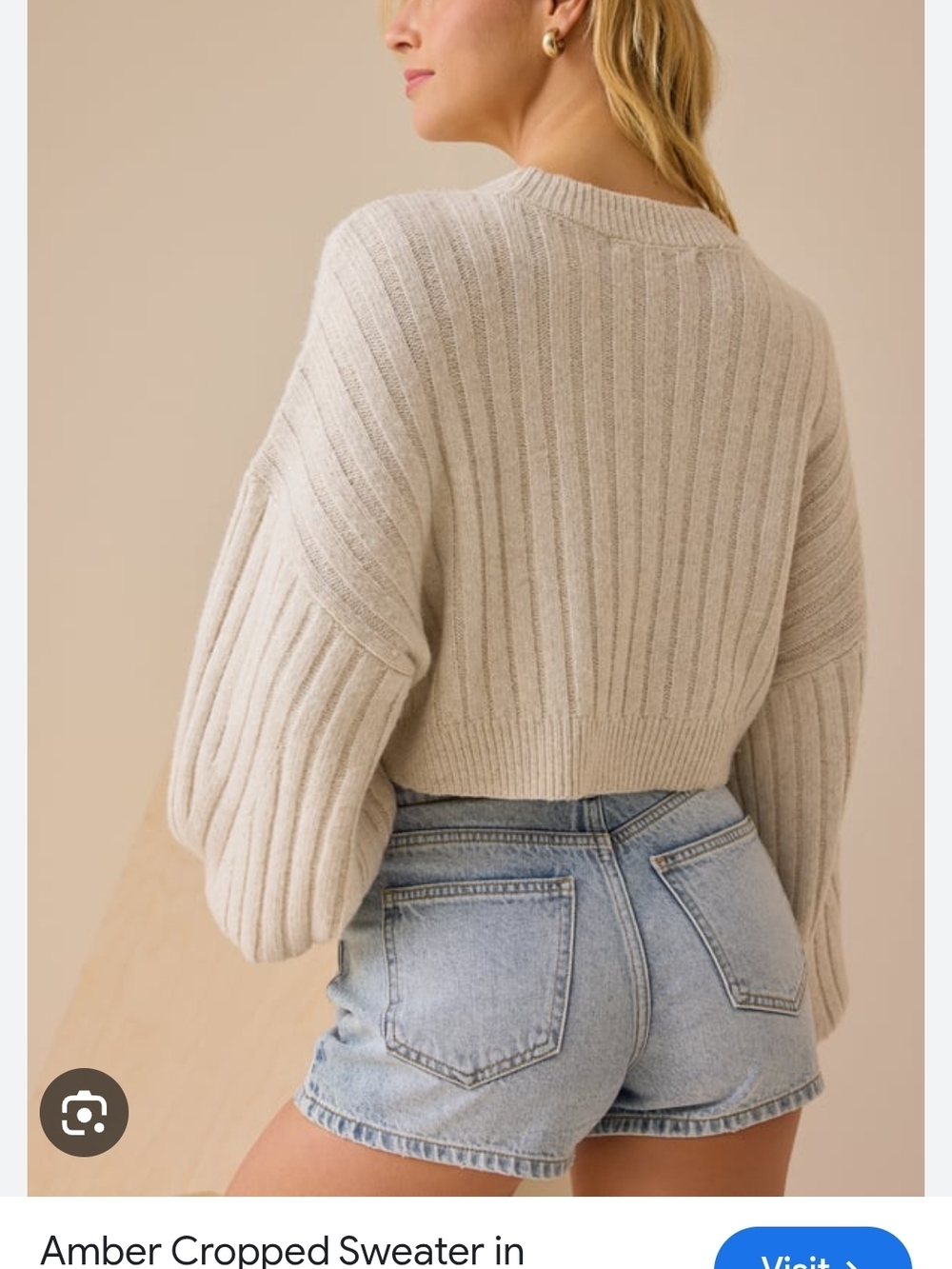 Altar'd State Cropped Ribbed Sweater - Light Beige